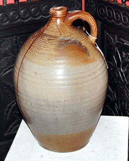 First-time exhibitor Michelle Generaux, from East Kingston, N.H., offered an ovoid jug with a single fly ash drip made by Frederick Carpenter of Charlestown, Mass.