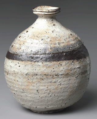 Vase Buncheong Gray w/ Inlaid Lotus