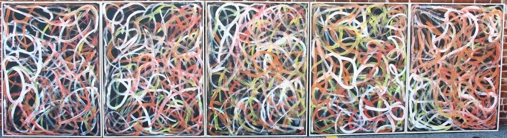 Emily Kame Kngwarreye’s (Aboriginal-Australian, circa 1910-1996) grouping of five acrylics on canvas, collectively titled “Yam Dreaming,” 1996, exceeded the $20/30,000 estimate to finish at $112,500, top lot in the sale.