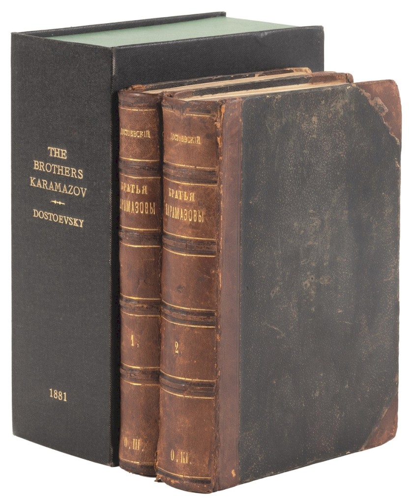 Leading the sale was this first edition of Fyodor Dostoevsky’s Brothers Karamazov, which sold for $20,400. The two volumes were presented in period quarter leather and boards, spine lettered and ruled in gilt. “An exceptional copy in what is undoubtedly a Russian binding of the period,” said the auction house.