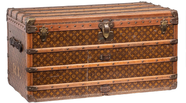 RARE Antique Louis Vuitton Trunk Hand Painted Canvas First Class Suitcase  Custom