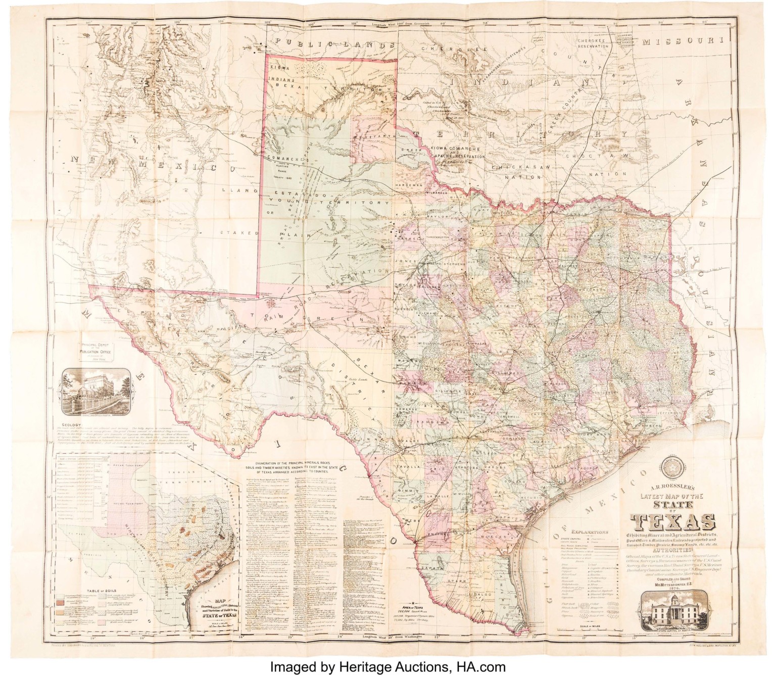 Geological Map Of Texas Fronts Heritage Historical Manuscript Auction ...