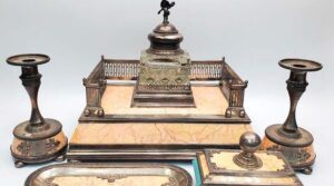 Elaborate Russian Desk Set Signs Off At Top For World Auction Gallery