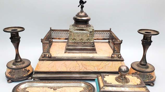 Elaborate Russian Desk Set Signs Off At Top For World Auction Gallery