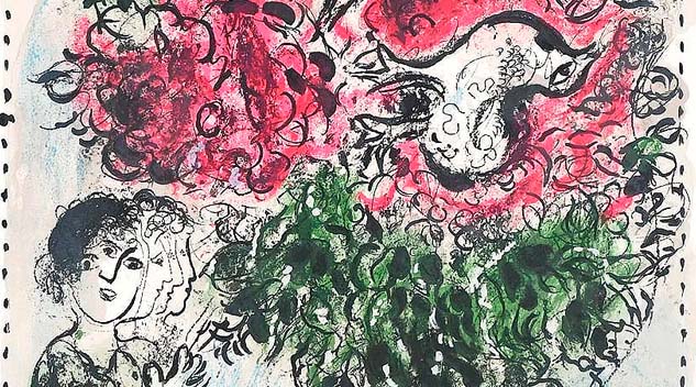 Marc Chagall Litho Blooms At Burchard